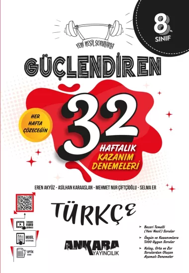 8. Sınıf Güçlendiren 32 Haftalık Türkçe Kazanım Denemeleri Ankara Yayıncılık