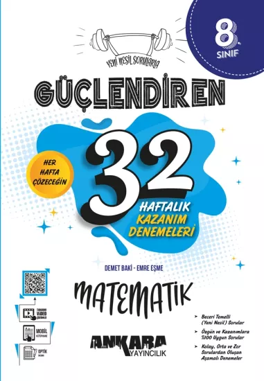 8. Sınıf Güçlendiren 32 Haftalık Matematik Kazanım Denemeleri Ankara Yayıncılık