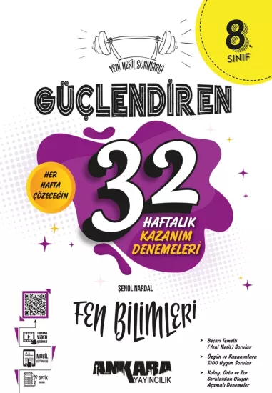 8. Sınıf Güçlendiren 32 Haftalık Fen Bilimleri Kazanım Denemeleri Ankara Yayıncılık