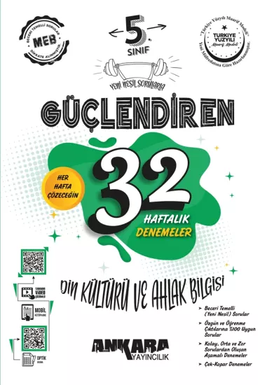 5. Sınıf Güçlendiren 32 Haftalık Din Kültürü ve Ahlak Bilgisi Kazanım Denemeleri Ankara Yayıncılık