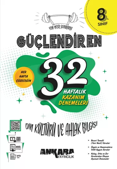8. Sınıf Güçlendiren 32 Haftalık Din Kültürü ve Ahlak Bilgisi Kazanım Denemeleri Ankara Yayıncılık