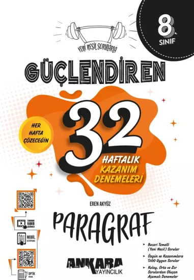 8. Sınıf Güçlendiren 32 Haftalık Paragraf Kazanım Denemeleri Ankara Yayıncılık