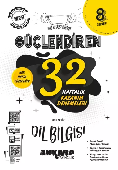 8. Sınıf Güçlendiren 32 Haftalık Dil Bilgisi Kazanım Denemeleri Ankara Yayıncılık