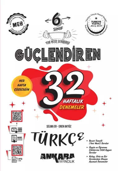 6. Sınıf Güçlendiren 32 Haftalık Türkçe Kazanım Denemeleri Ankara Yayıncılık