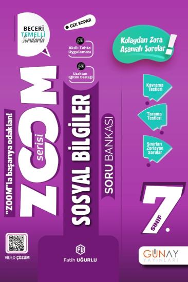 7. Sınıf Zoom Serisi Sosyal Bilgiler Soru Bankası Günay Yayınları