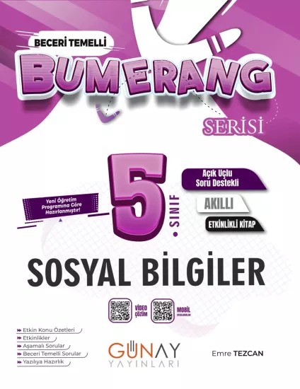 5. Sınıf Bumerang Sosyal Bilgiler Etkinlikli Soru Bankası Günay Yayınları