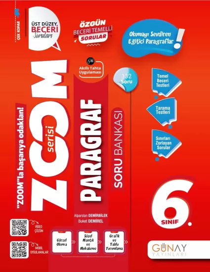 6. Sınıf Zoom Serisi Paragraf Soru Bankası Günay Yayınları