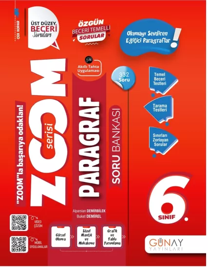6. Sınıf Zoom Serisi Paragraf Soru Bankası Günay Yayınları