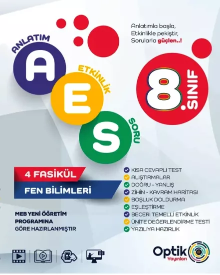 8. Sınıf Fen Bilimleri AES Optik Yayınları