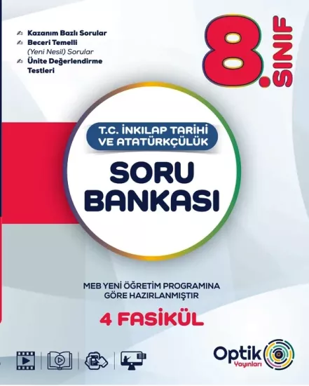 8. Sınıf T.C. İnkılap Tarihi ve Atatürkçülük Soru Bankası Optik Yayınları