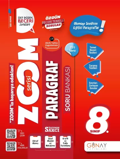 8. Sınıf Zoom Serisi Paragraf Soru Bankası Günay Yayınları